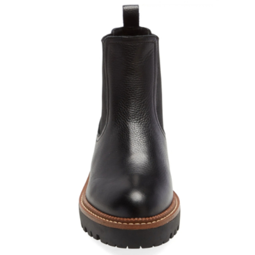 NWT Nordstrom Caslon Miller Water Resistant Lug Chelsea Boot Black Leather Shoes - Picture 2 of 15